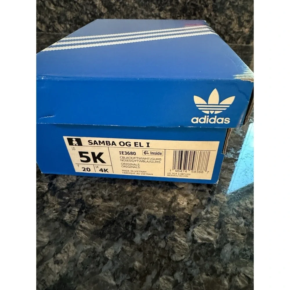 Toddler's Adidas Samba OG EL I CBlack/FTWWHT/GUM5 (IE3680) Size 5k NWB